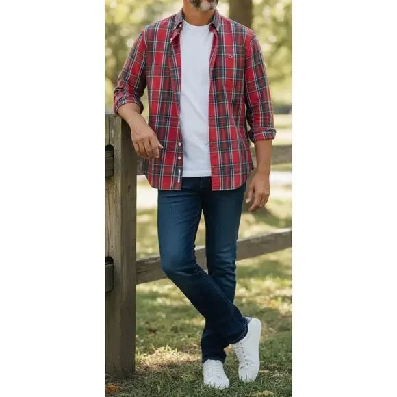 Vineyard Vines Tucker Tartan Plaid Shirt Classic Red Button Down Top Men's Small - Picture 10 of 10